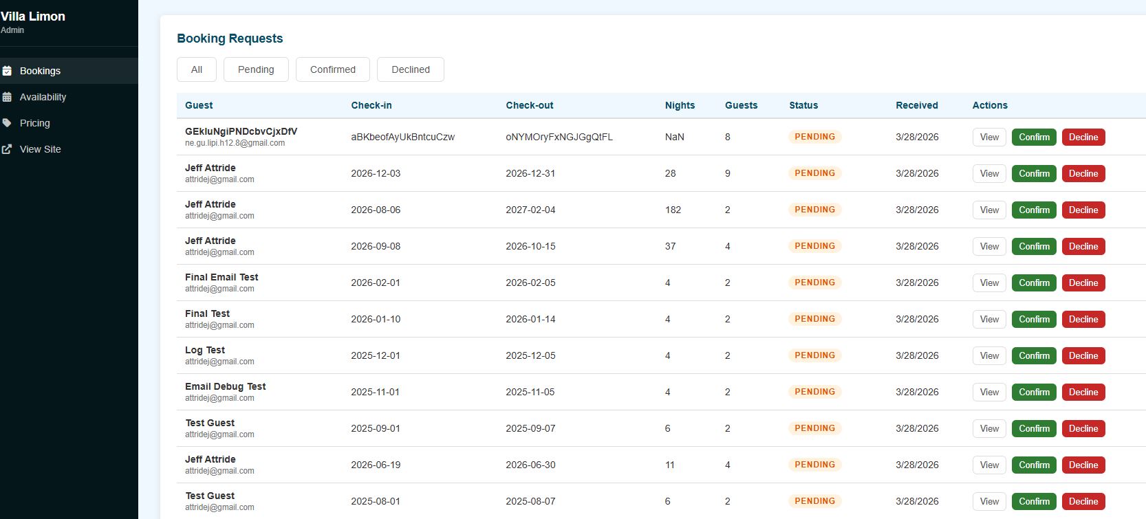 Admin Bookings Dashboard