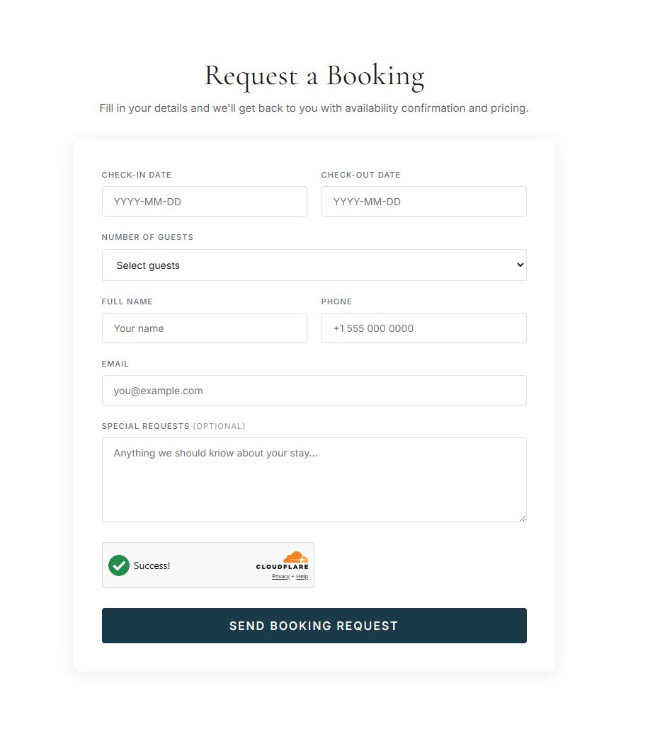 Booking Form with Live Availability Calendar